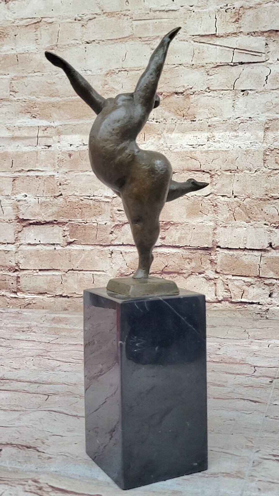 VINTAGE ABSTRACT MODERN ART CAST BRONZE STATUE MARBLE BASE FIGURINE FIGURE DECOR