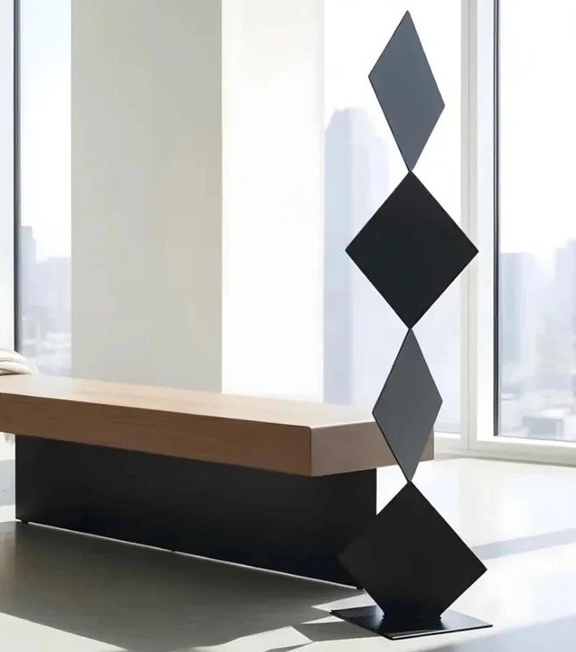 Handcrafted 64&Prime; Abstract Geometric Metal Sculpture Modern Architectural Art