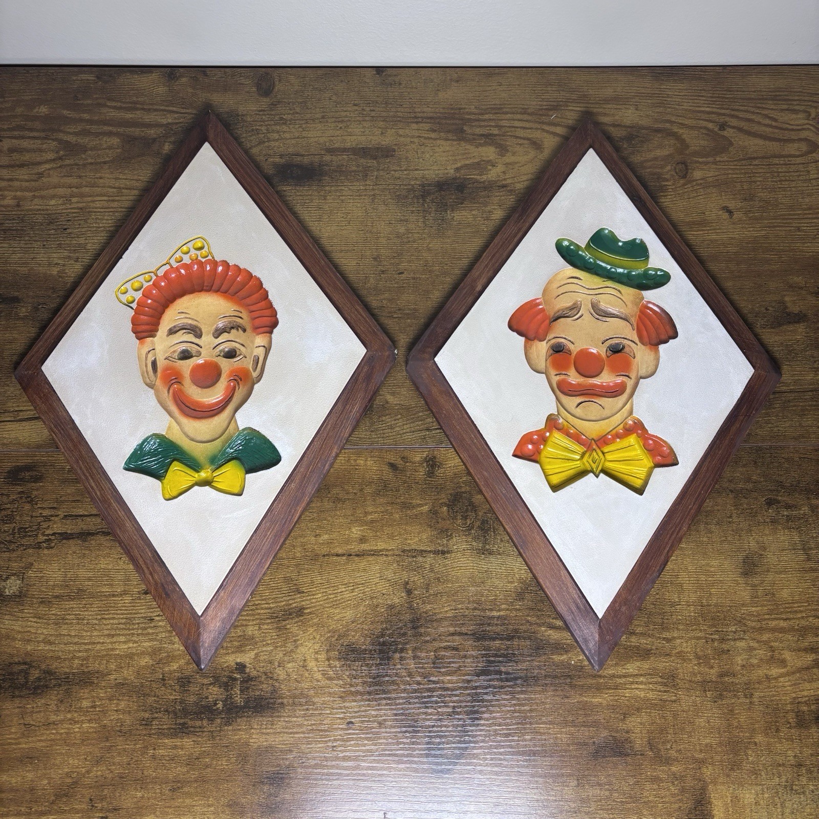 Modern Art Co 1960 Chalkware Reverse Circus Clown Carnival Whimsical Wall Decor