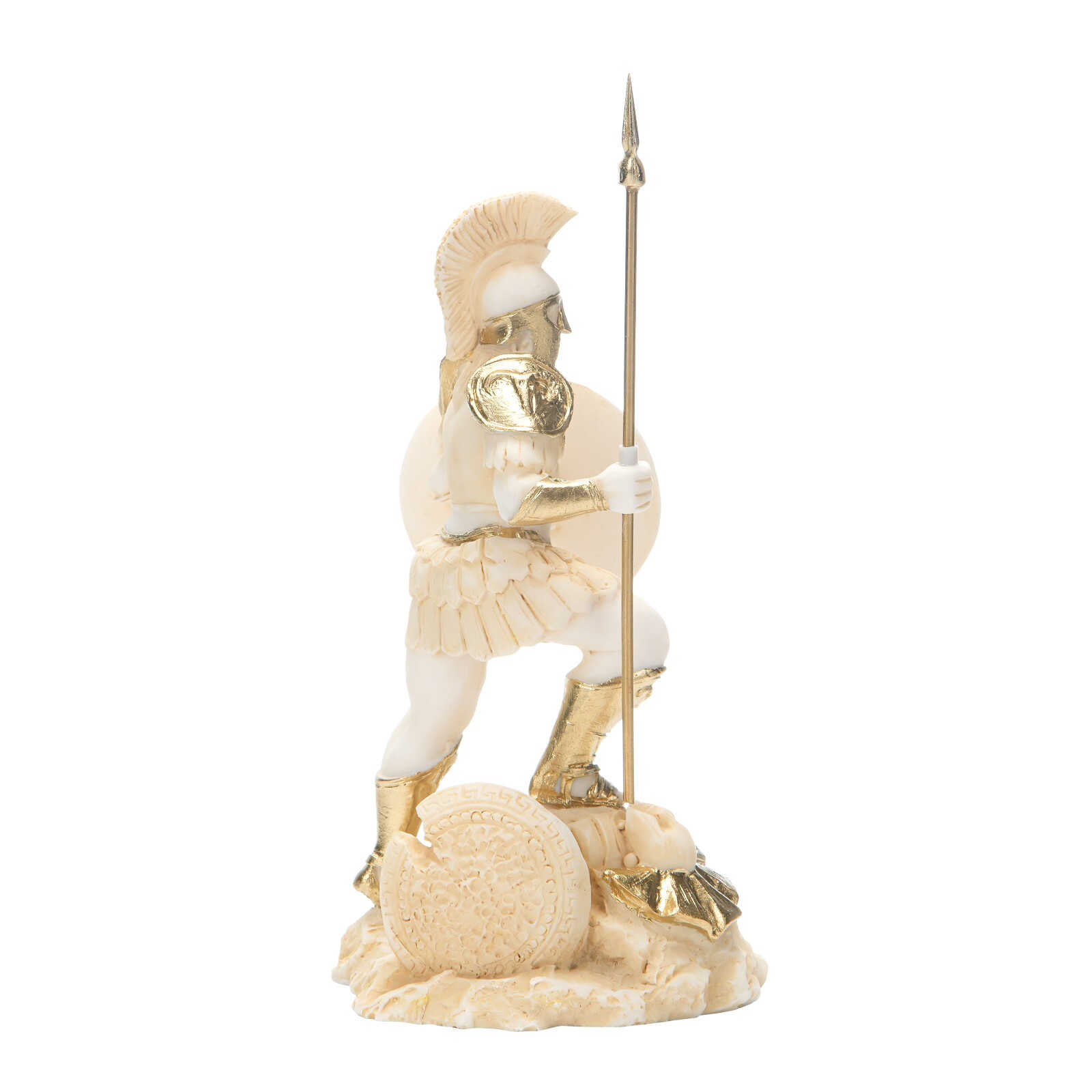 Ares Mars God of War Zeus Son Roman Statue Alabaster Gold Tone 5.5 Inches