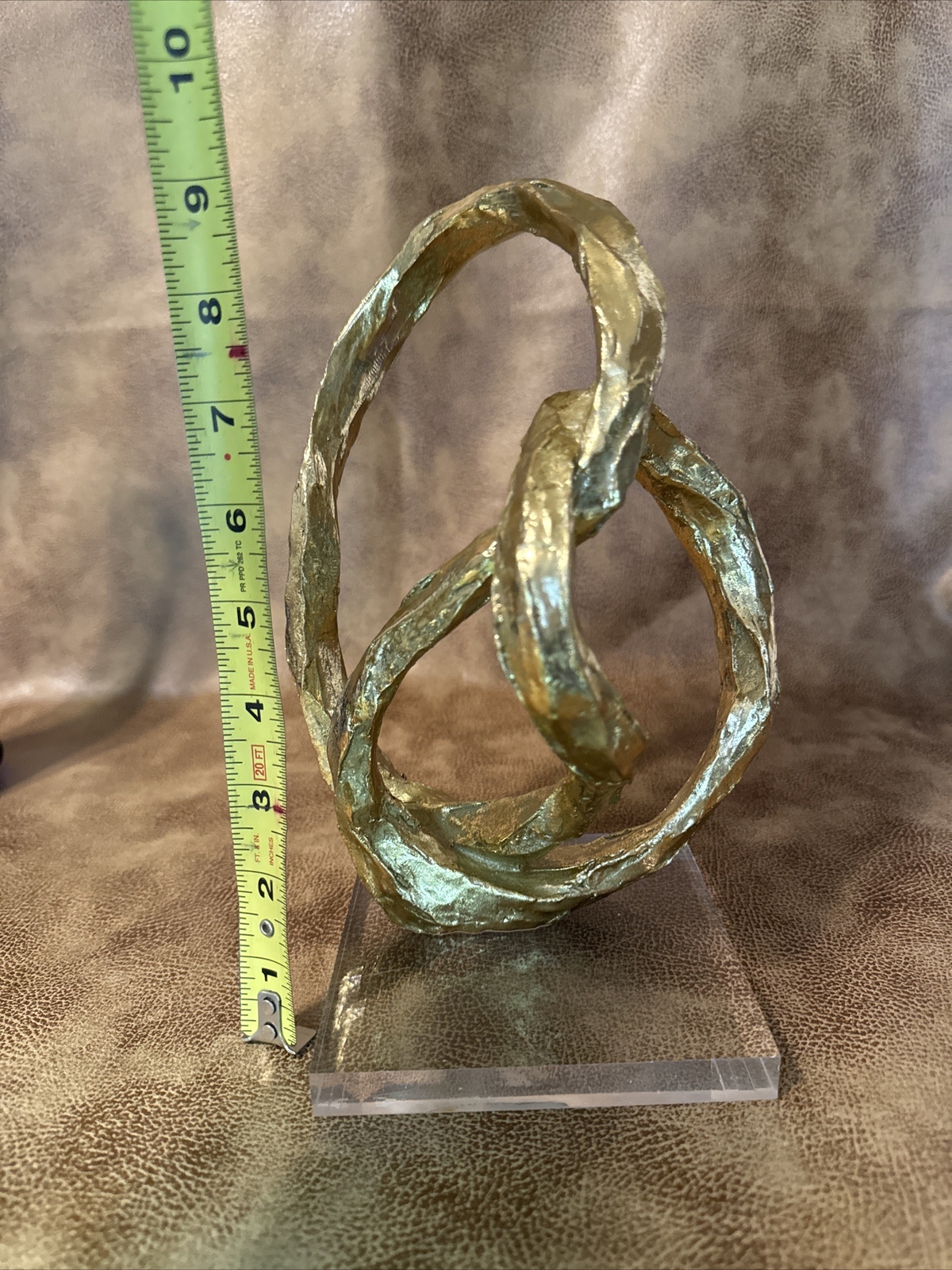 Twisted loop Gold Color Possibly Wood MCM Sculpture. ALAD
