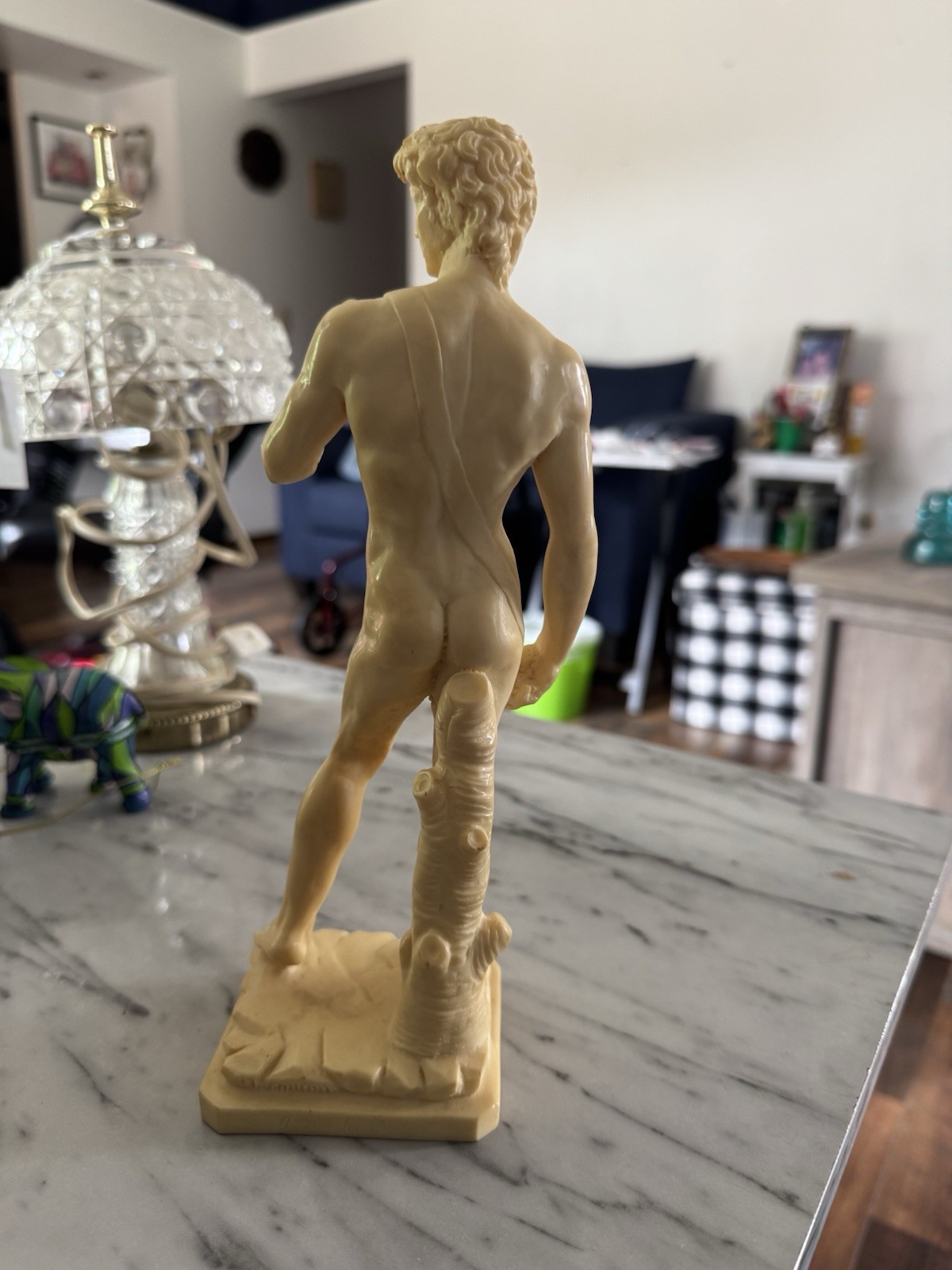 Vintage Michelangelo&rsquo;s « David » A. Santini, Made In Italy, Alabaster Sculpture