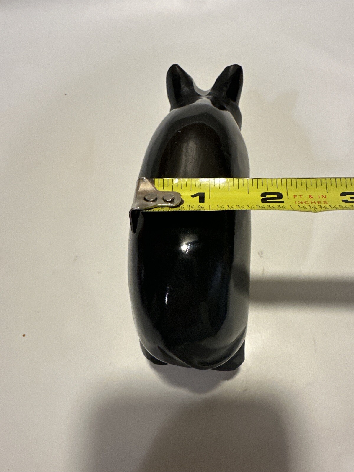 Carved Pig Black Stone Shiny Large