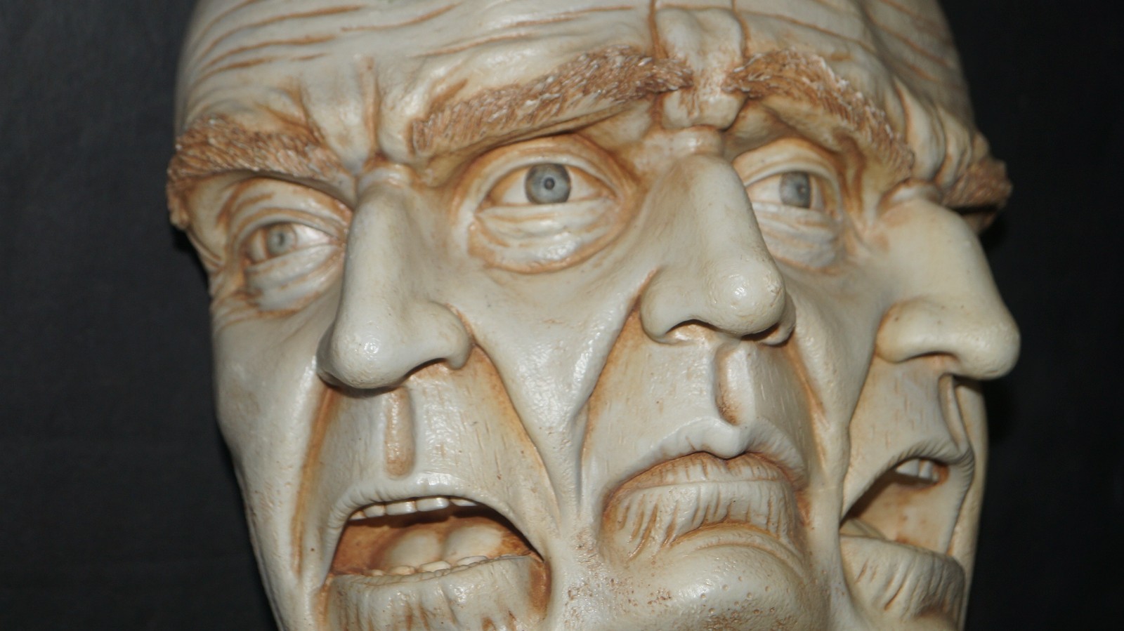 3-Faced Three Face Man Wall Art Figural Sculpture Figurine