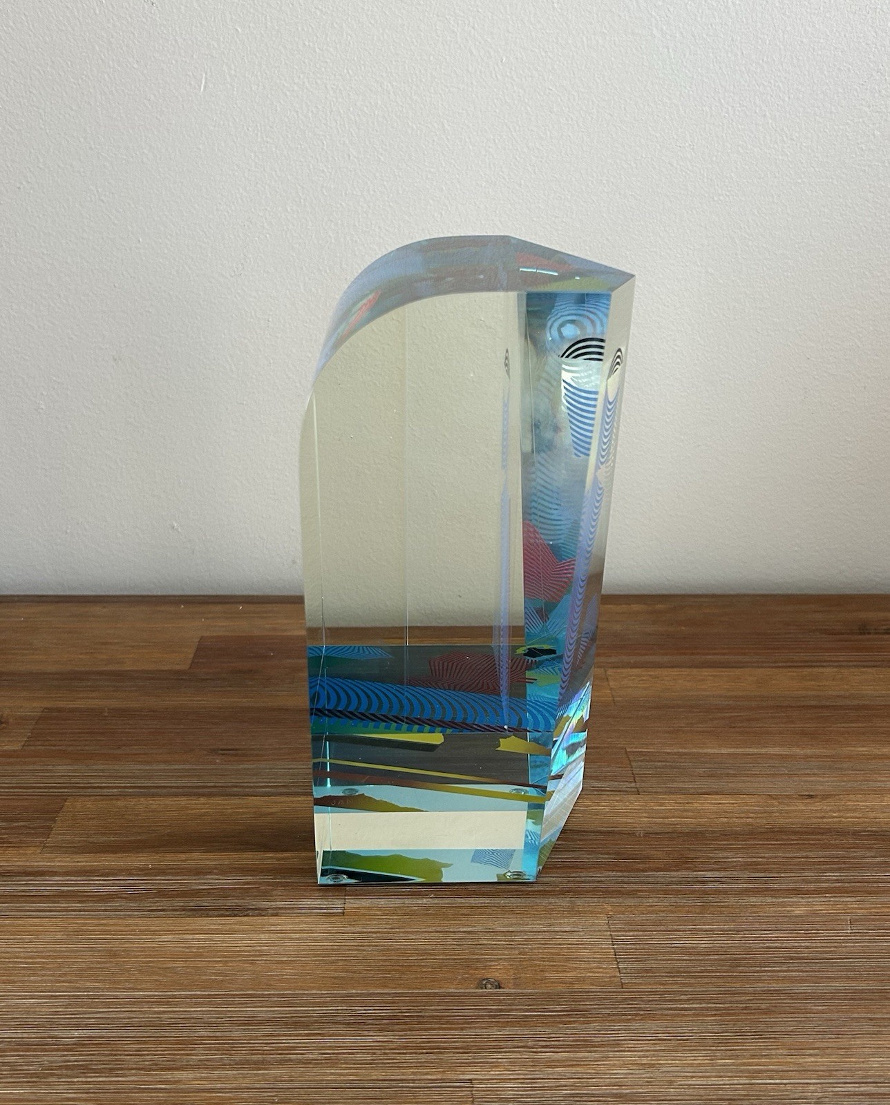 Jan Fišar (1933 – 2010) Czech Signed Art Glass Sculpture “Object” Optical Art