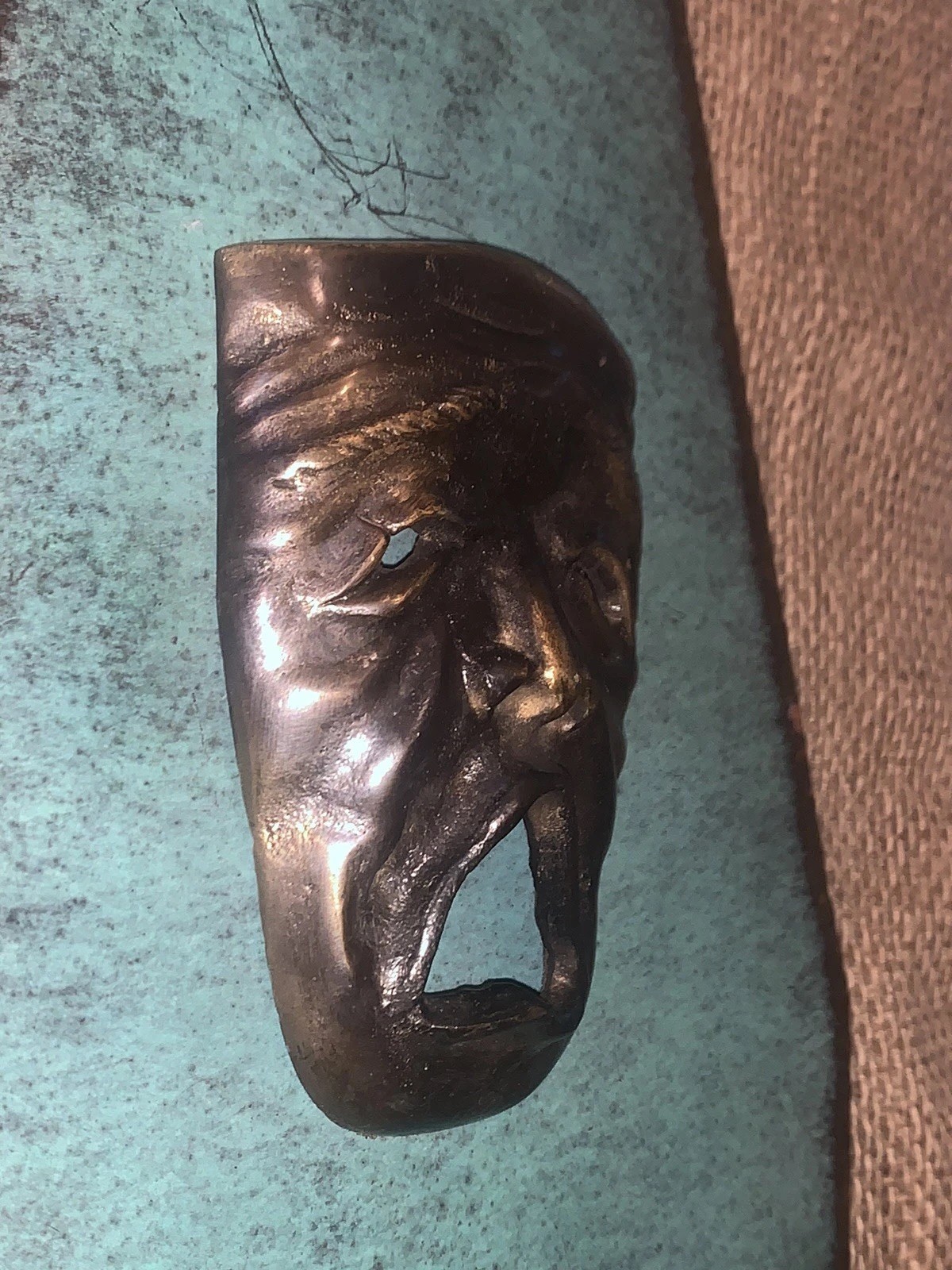 VTG Mouth Of Truth Face Brass Mask Sculpture (3.25×4.5) 7.75”W 9.75”T Tragedy