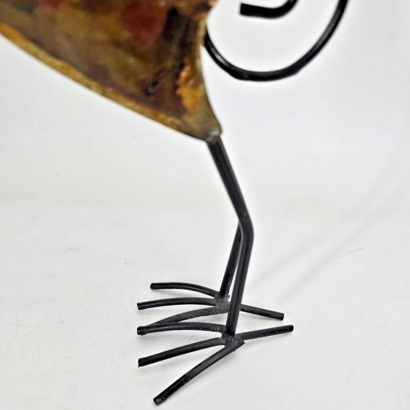 Handmade Abstract Metal Bird Sculpture Statue Brown 14&Prime; In Folk Whimsical Art