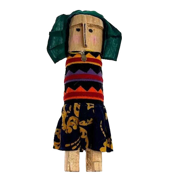 Rare Vintage Hand Carved Wooden Doll Panama Indian Native Folk Art Healing