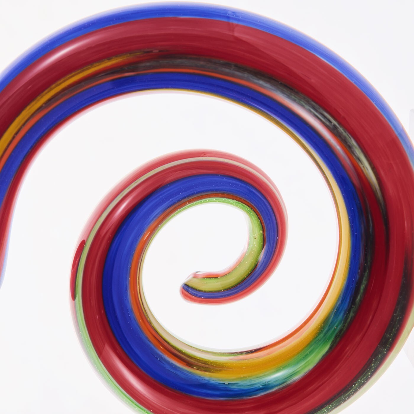 Hand Blown Abstract Rainbow Swirl Sommerso Art Glass Sculpture 12 inch tall