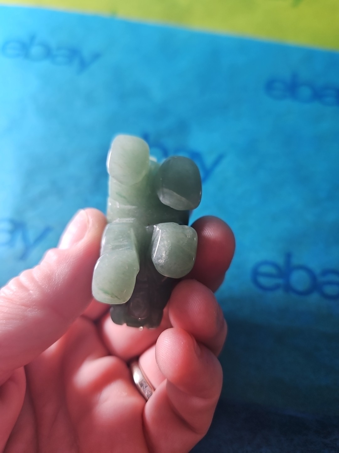 Natural Jadeite Green Jade Elephant Carving 1.40&Prime; High × 2&Prime; Long GUC