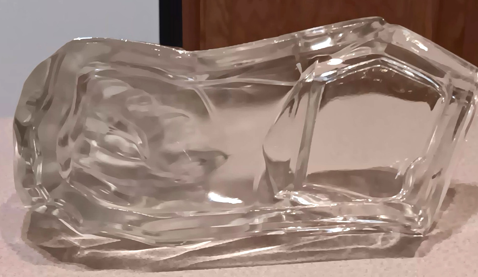 Vintage 1930s POLAR BEAR Ashtray Clear Pressed Glass Czech Art Deco ZENTNER