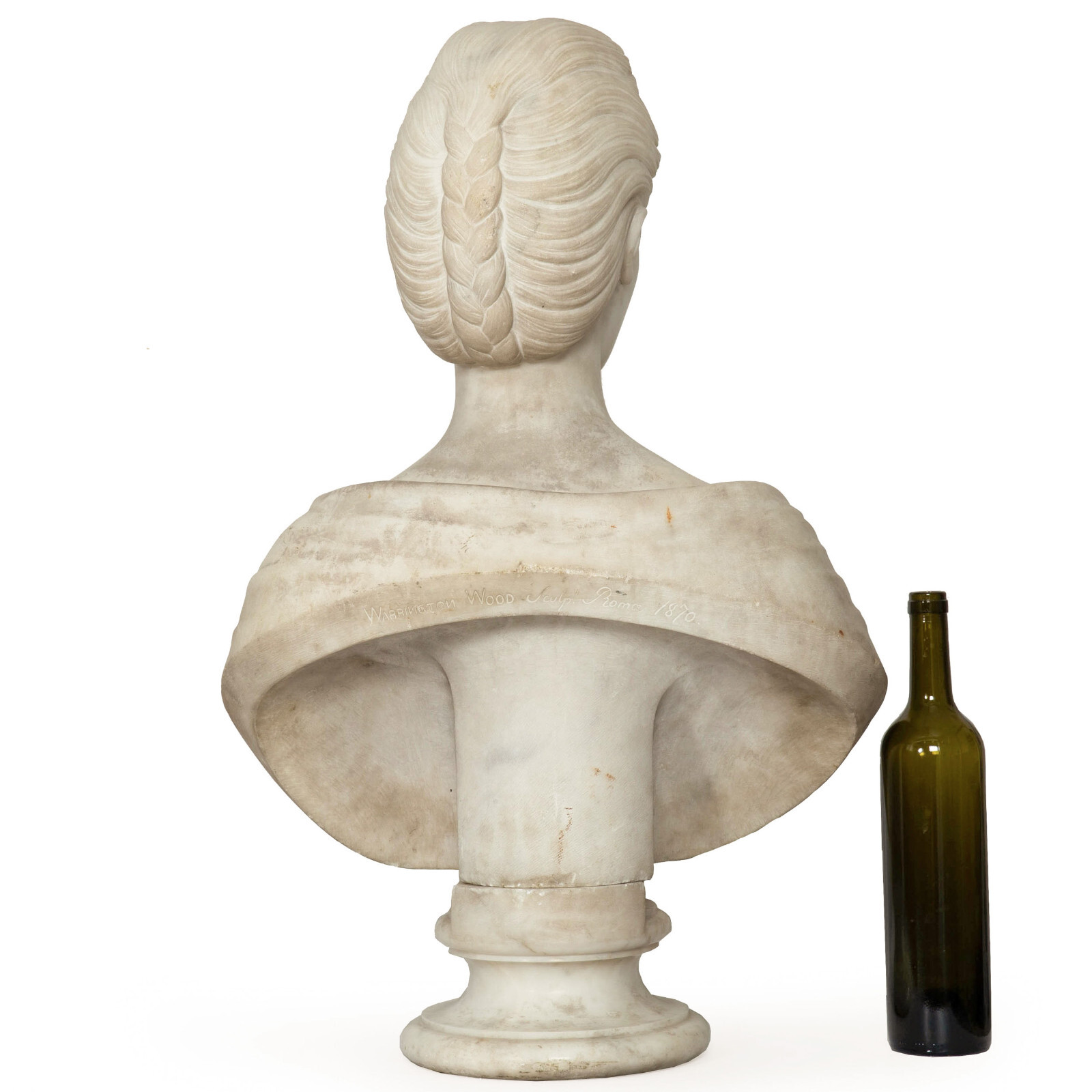 English Antique Marble Bust “Lady Layard” by John Warrington Wood ca. 1870