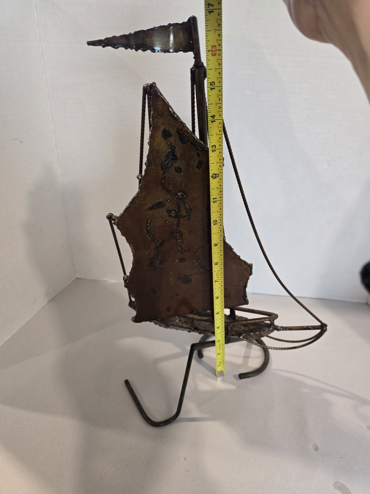 MCM Sailboat Metalware Sculpture Nautical Art Vintage 17&Prime;×11&Prime;×6&Prime; Sailing 1960-70