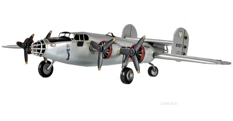 Consolidated B-24 Liberator 1941 Bomber Metal Model 13.25&Prime; WWII Airplane Decor