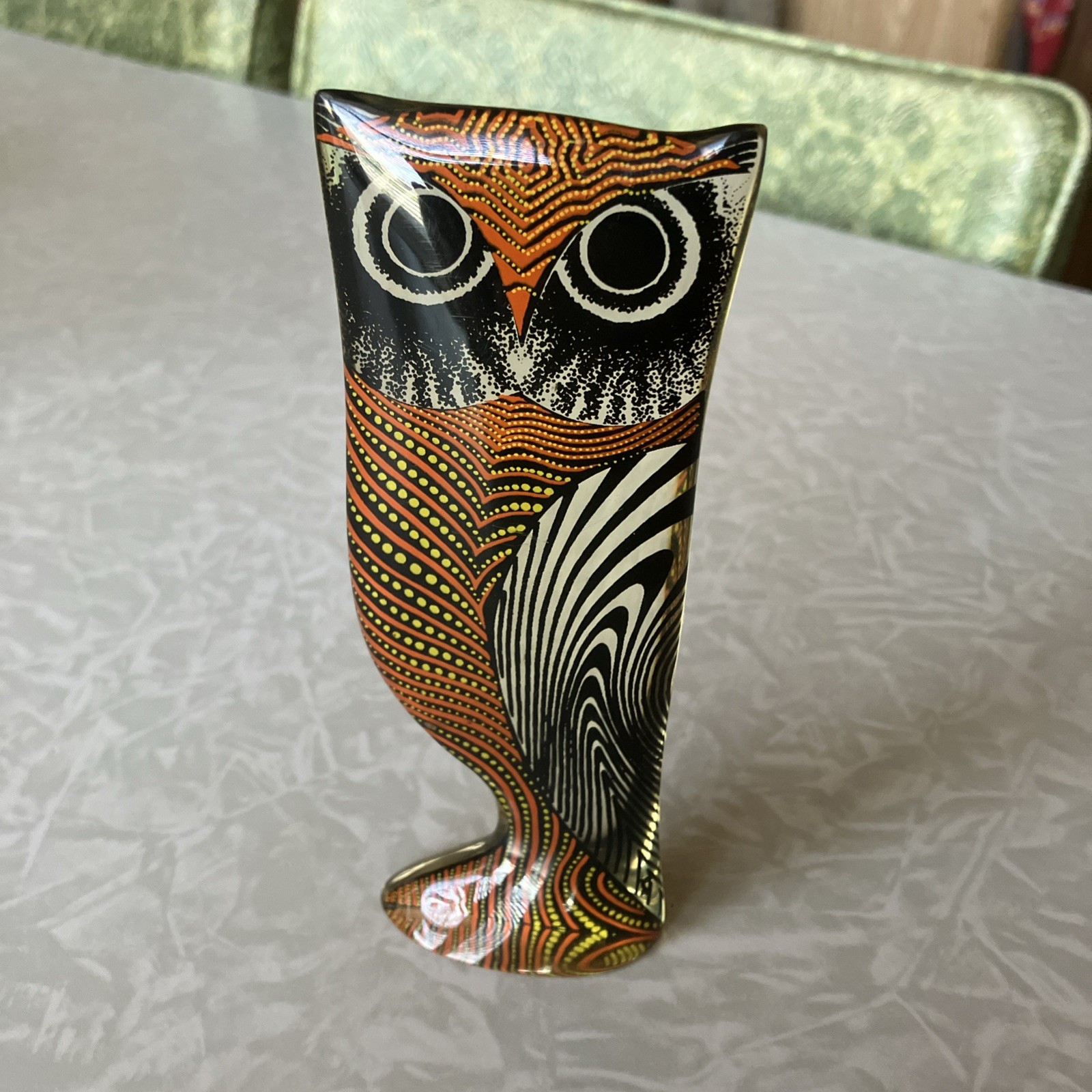 VTG Palatnik Lucite Day Owl Sculpture Red & Black Brazil Made