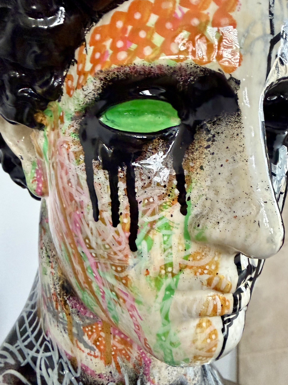 One-of-a-Kind Mixed Media Pop Art Graffiti Bust « Classical Chaos” STUNNING ART!