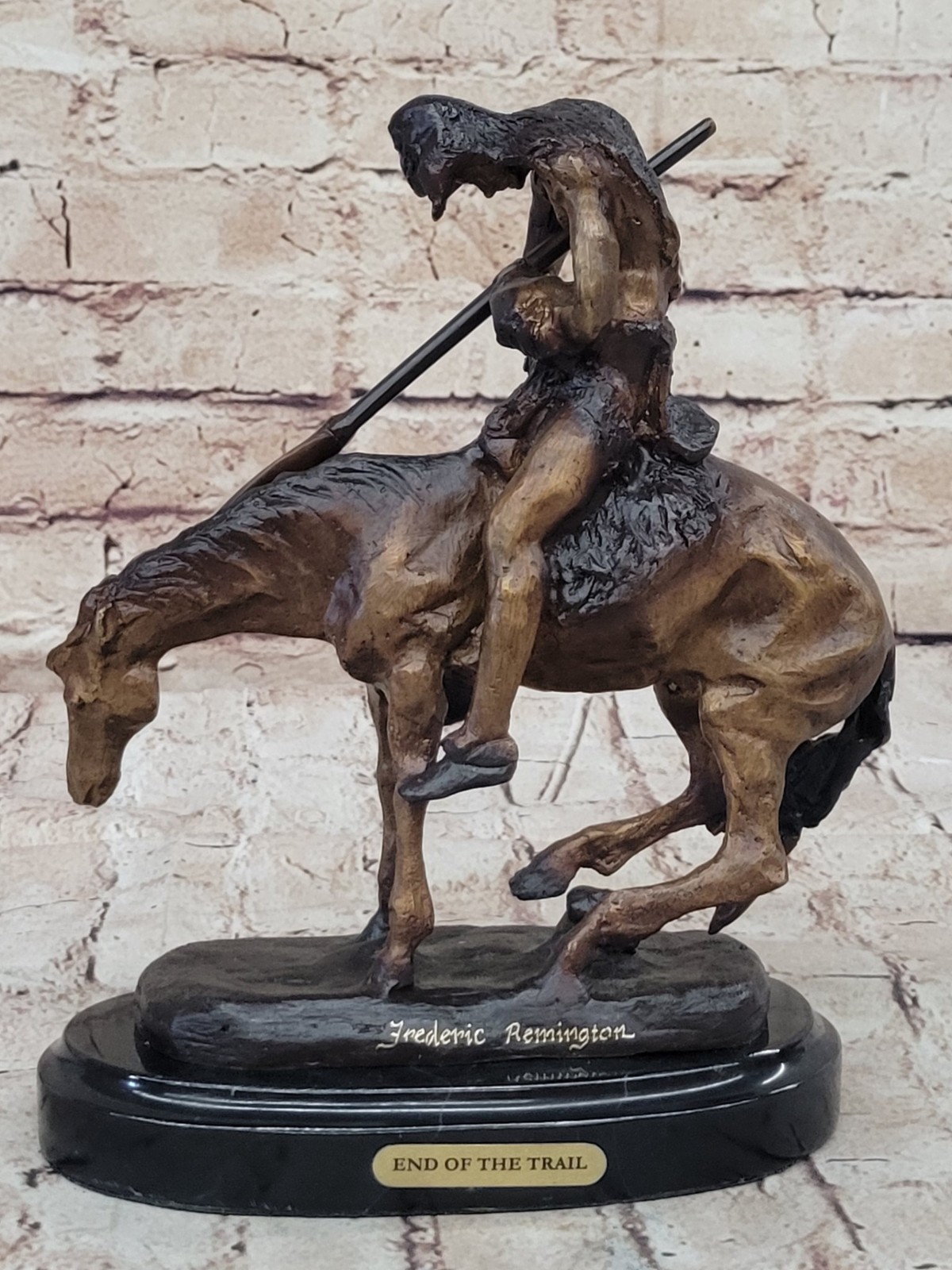 END OF THE TRAIL Statue Western Native American Indian Figure Bronze Art Gift