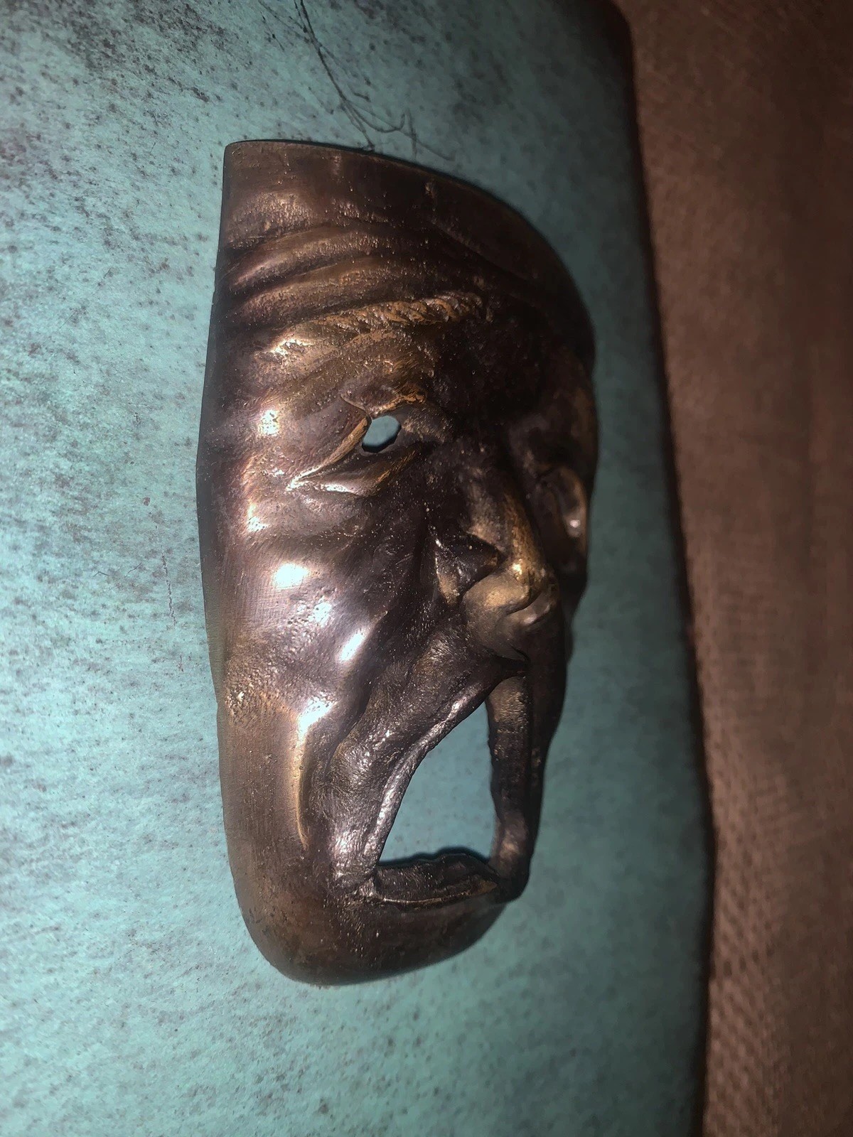 VTG Mouth Of Truth Face Brass Mask Sculpture (3.25×4.5) 7.75”W 9.75”T Tragedy