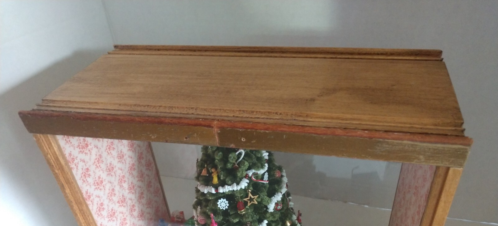 Vintage Christmas Morning Diorama Shadow Box Display mini tree decor art retro