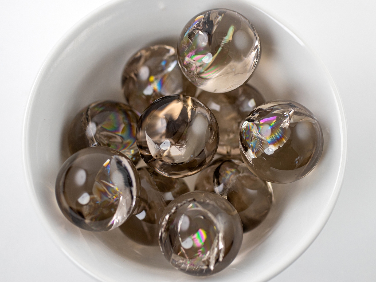 SMOKY QUARTZ Crystal Ball Sphere w Rainbow Flash, Divination, Gift, Decor, E1812