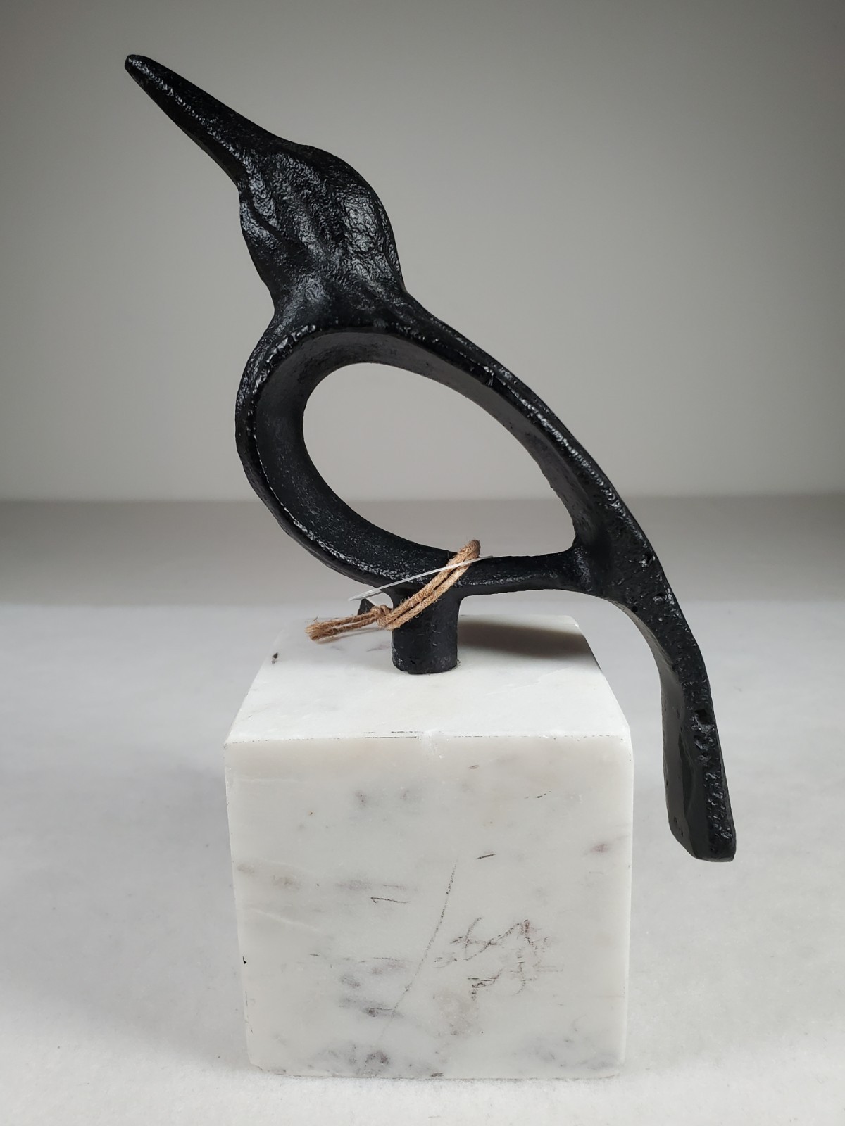 Black Bird On Marble Base Stylized Raven Crow Hollow Body Dark Finish India READ
