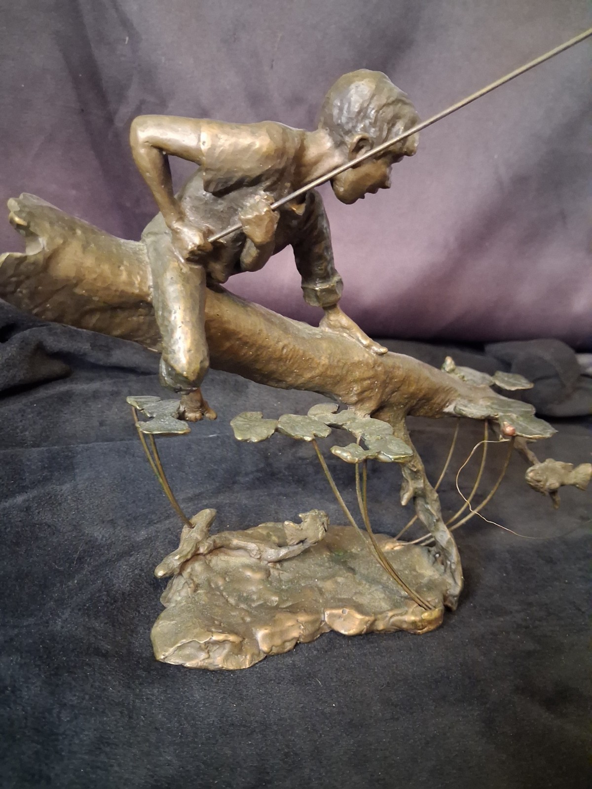 Mark Hopkins Bronze “Fishing Hole” 1997 Signed Limited Edition Sculpture