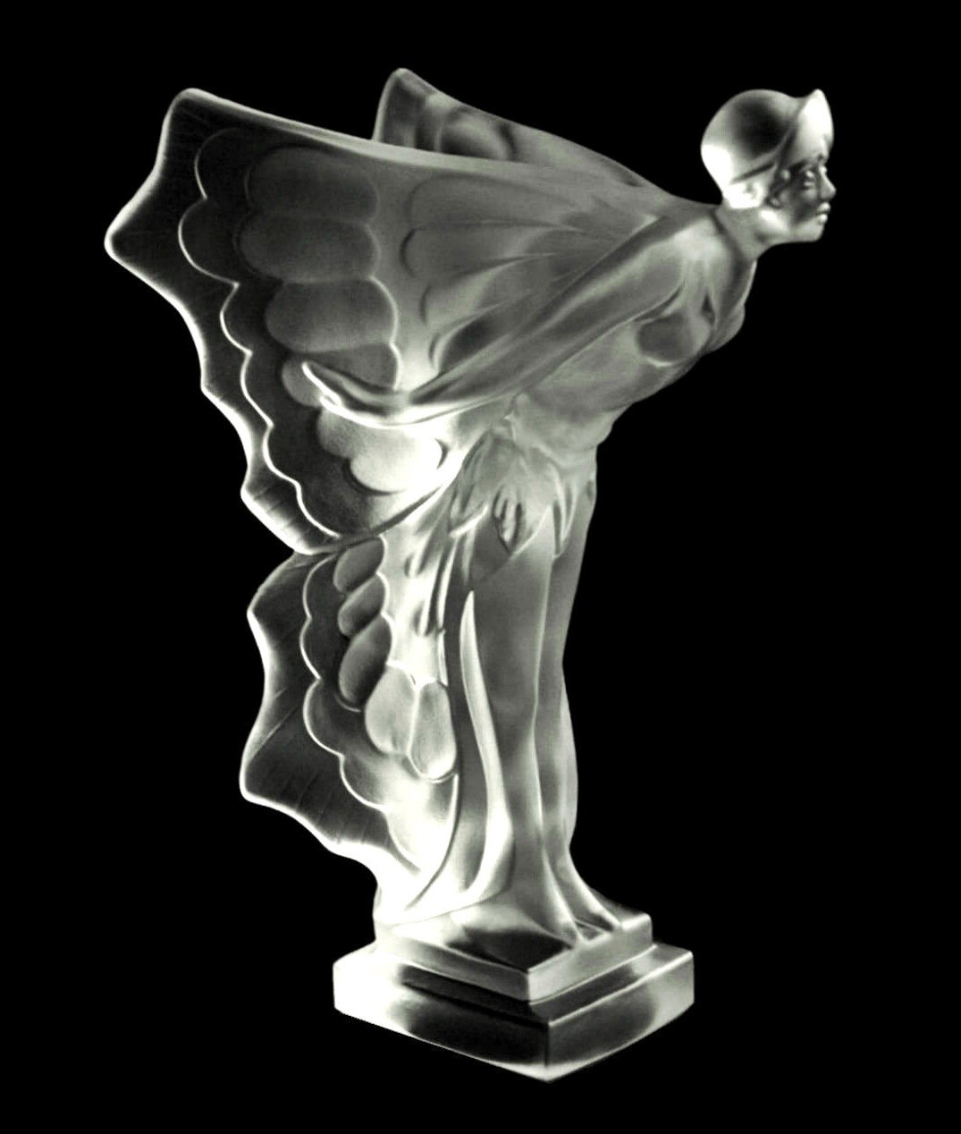Art Deco Hood Ornament &lsquo; Flying Lady &lsquo; Glass Sculpture 1930&rsquo; H.Hoffmann