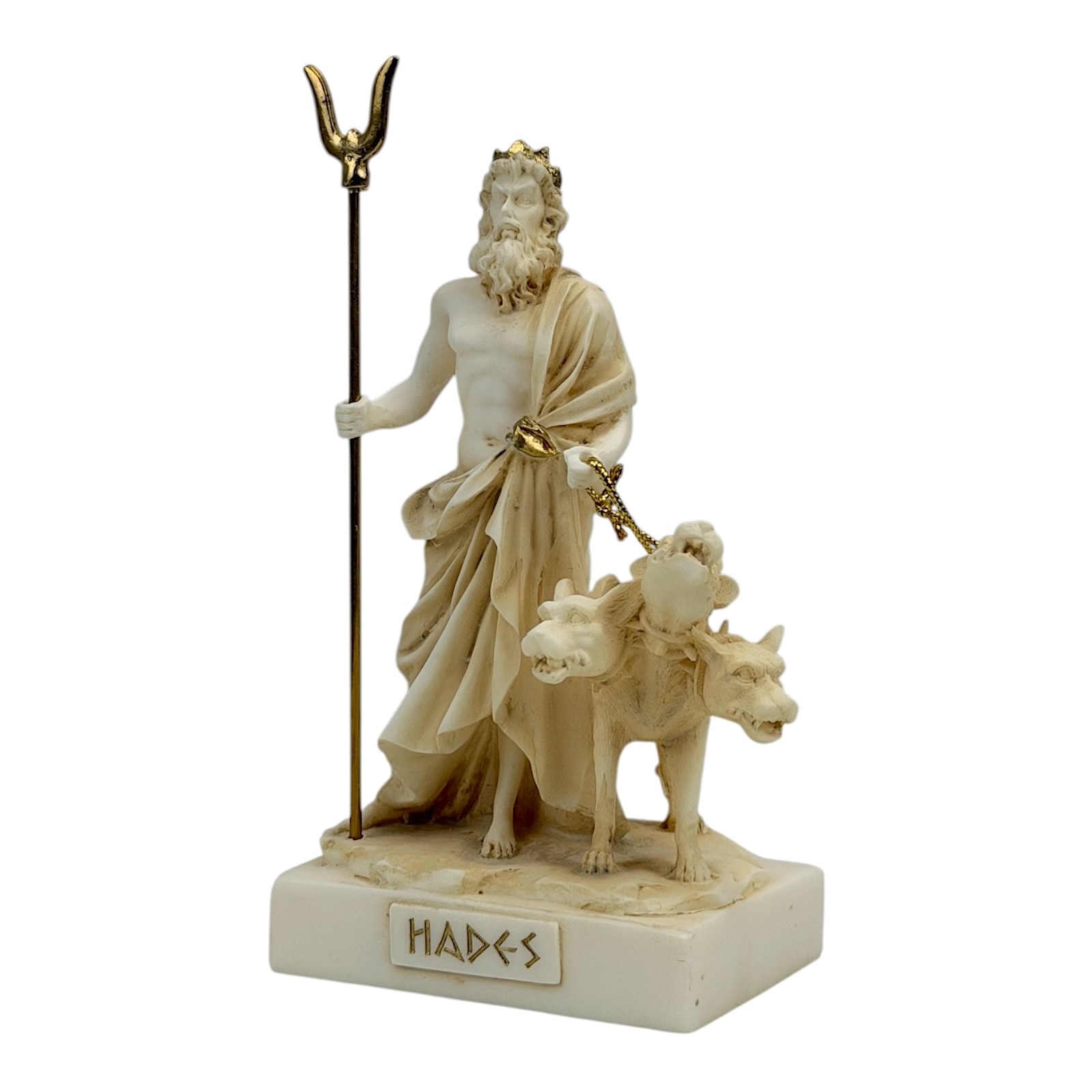 Hades Pluto Greek God of Underworld & Cerberus Handmade Statue Figurine 5.1 in