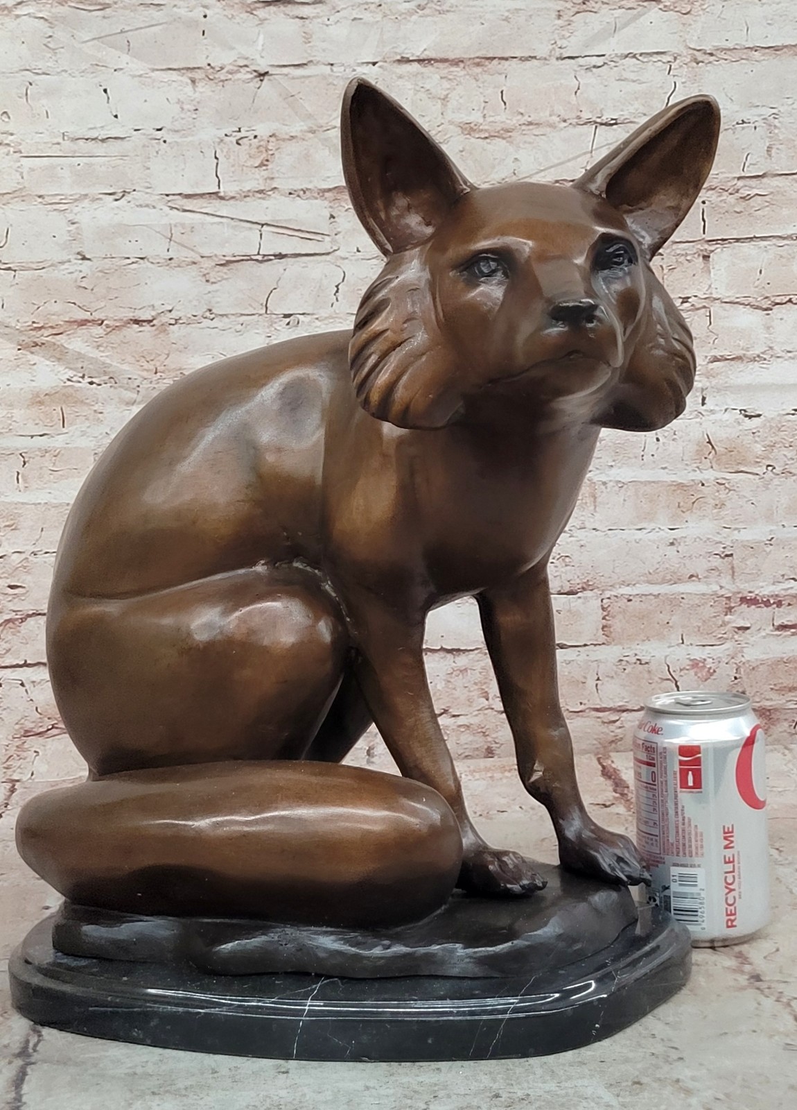 Hand Made Special Patina Extra Large Fox Signed and Numbered Bronze Sculpture