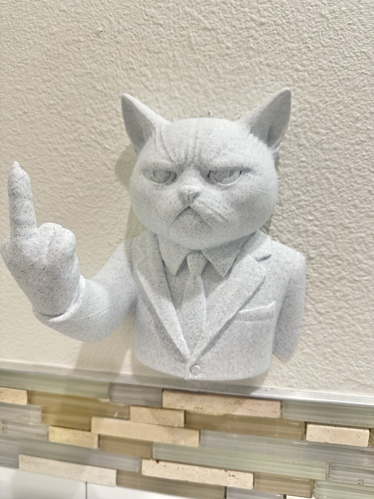 Grumpy Business Cat Middle Finger Wall Art Funny Wall Decor 9” Unique Home Decor