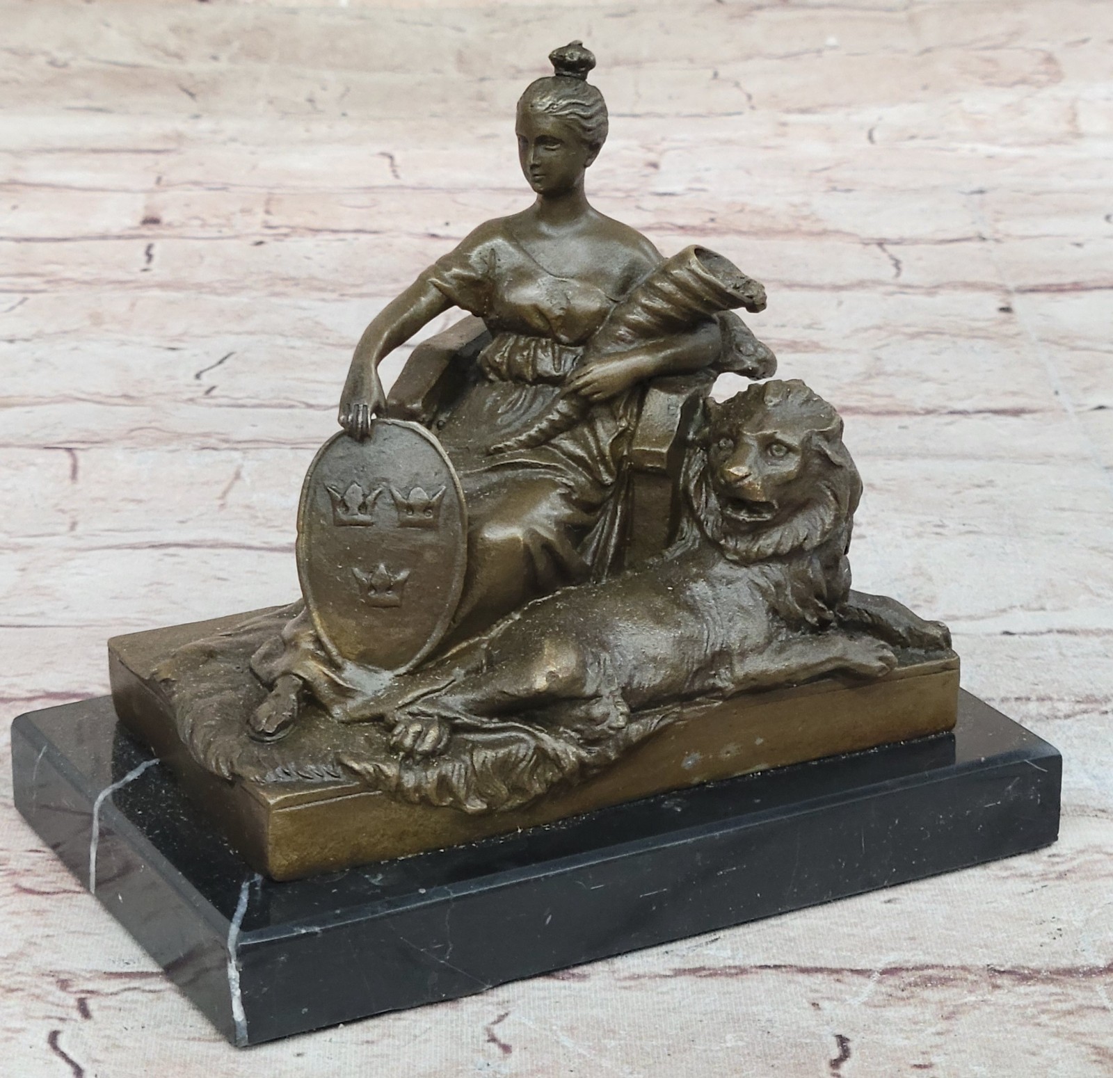Greek Goddess Fortune Tyche Luck Fortuna Decorative bronze statue 13cm Statue