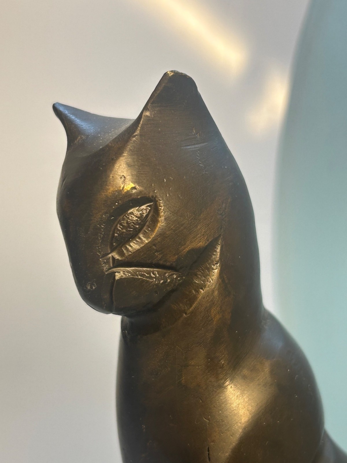 Art Deco Bronze Cat Moon Lamp Feline Sculpture Light Early Vintage 1920s