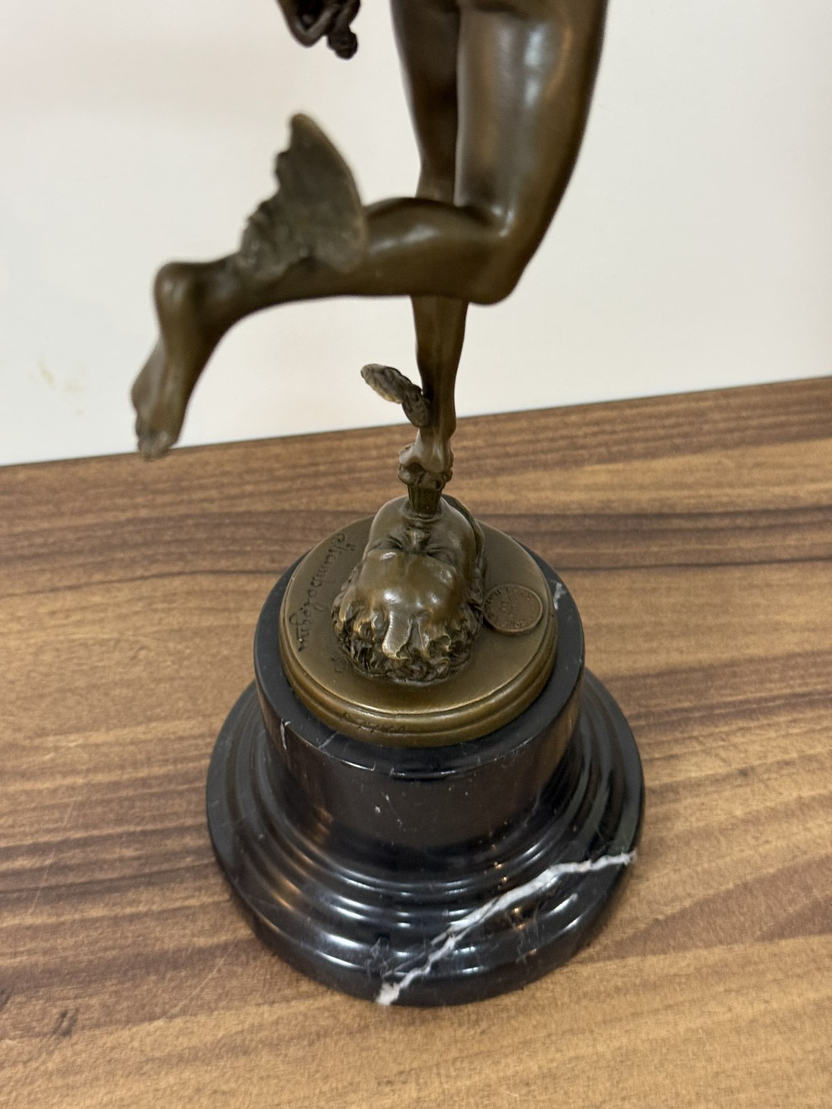 Bronze Mercury Sculpture Hermes Statue Caduceus Cupid Mythology Wings Helmet Art