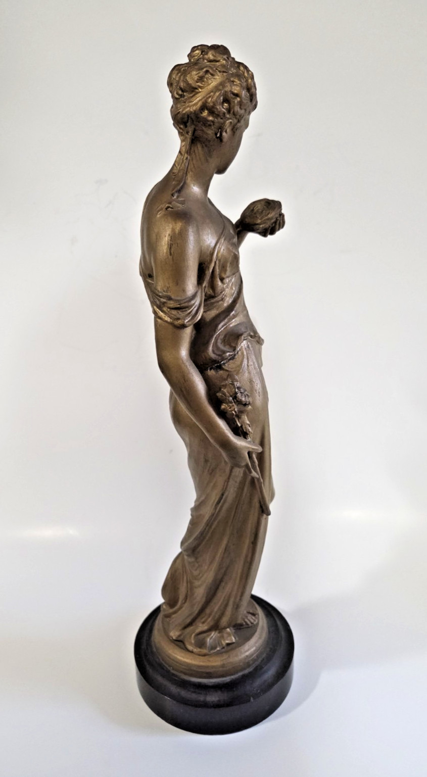 19th Century French Empire Bronze or Spelter Figural Sculpture Of A Goddess