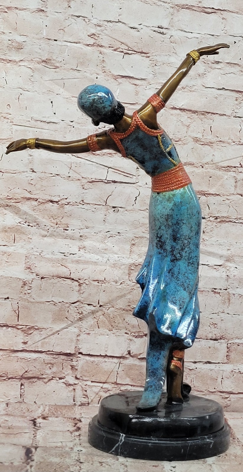 Chiparus Dancer Vegas Show Girls Art Deco Bronze Sculpture Marble Figurine Deco
