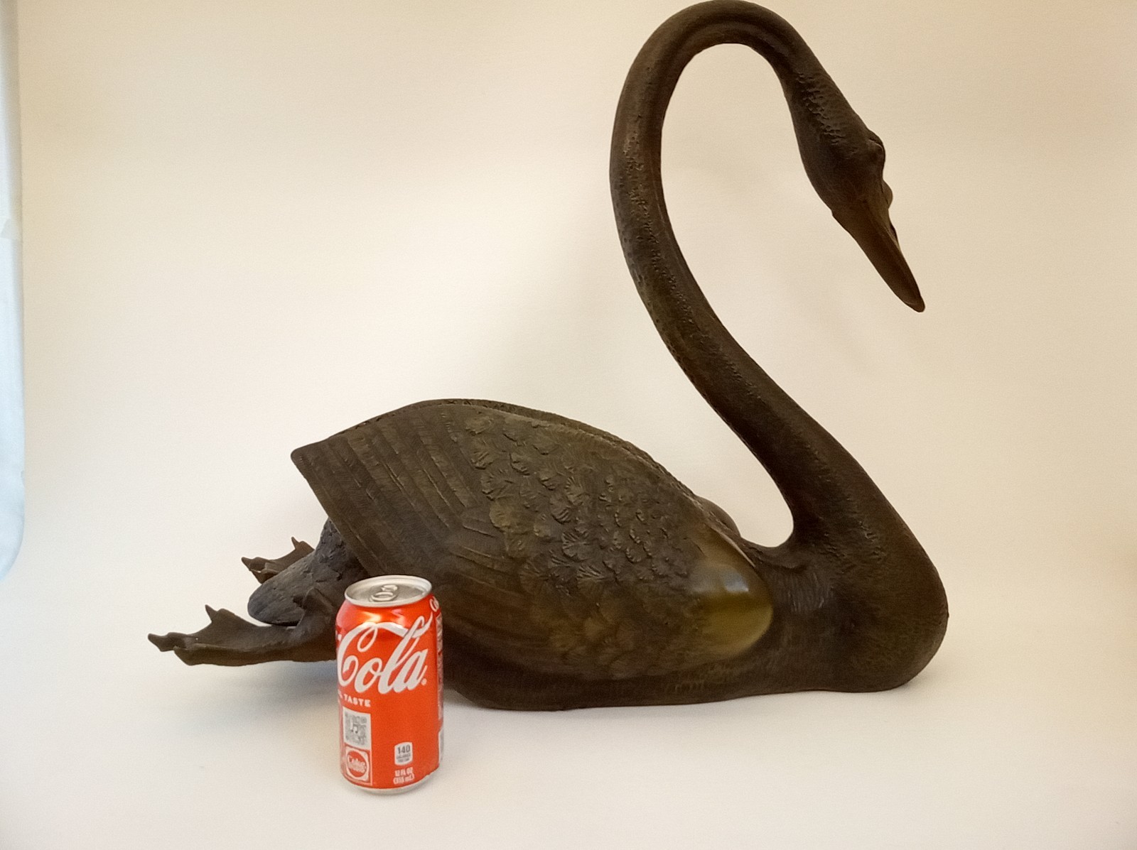 Vintage solid bronze swan sculpture indoor outdoor beautiful detail