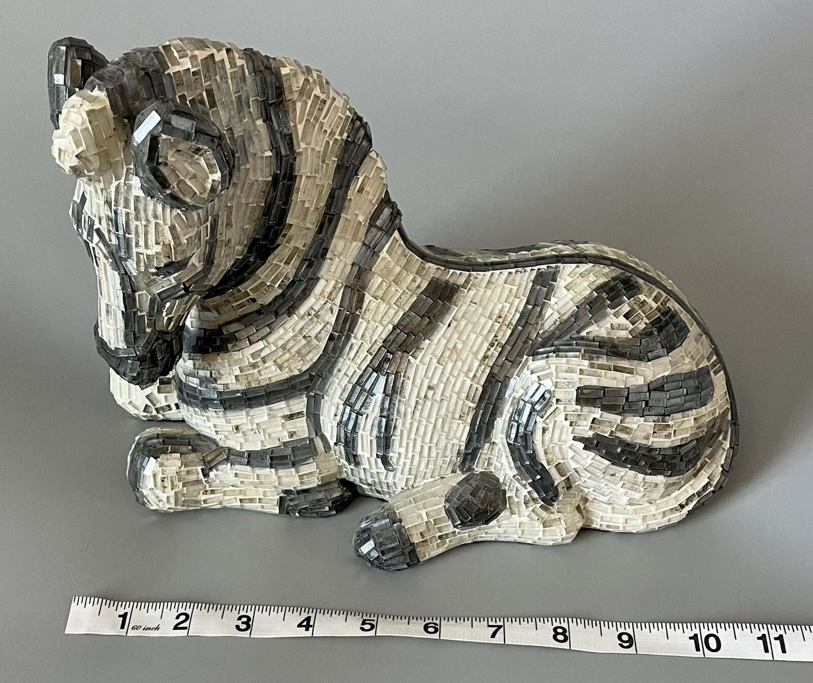 Rare/Vintage Jobi Zebra Statue/Mosaic/Glass Mirror Art Deco — Made In Brazil