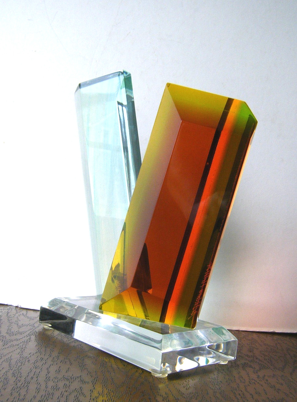 Vintage 90s Shlomi Haziza Color Acrylic Lucite Modern Prism Abstract Sculpture