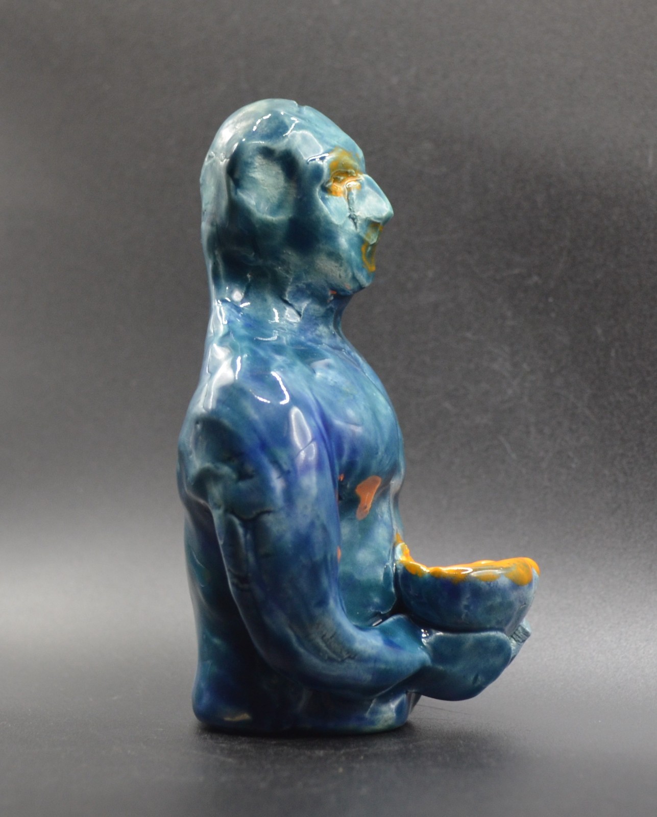 « Stoic and Orange Wine » -Experimental Original Clay Sculpture. Hand made &glazed