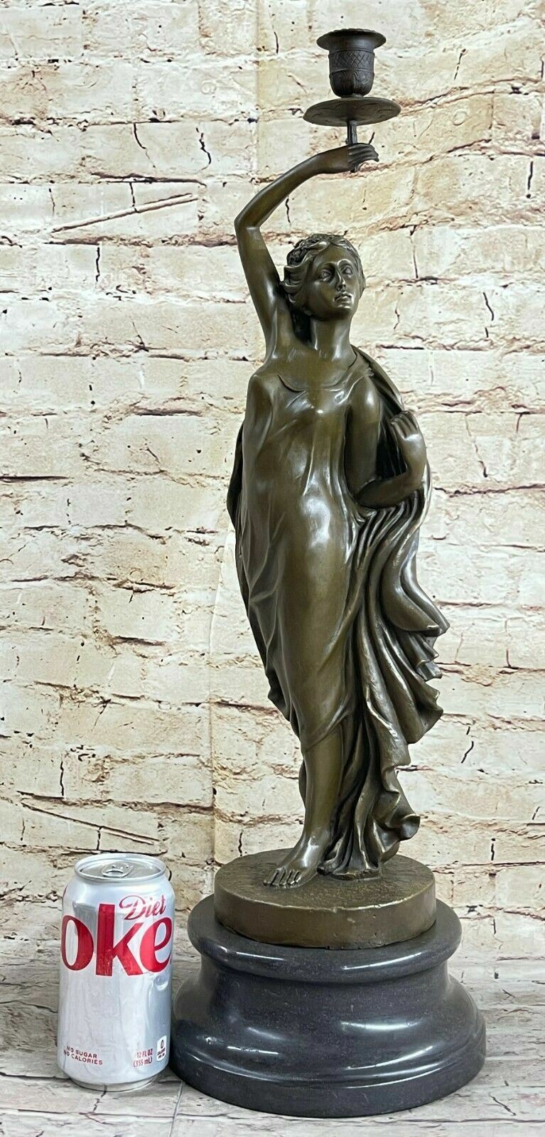 100% PURE BRONZE STATUE ART NOUVEAU GIRLS CANDLESTICK CANDELABRA HOT CAST FIGURE