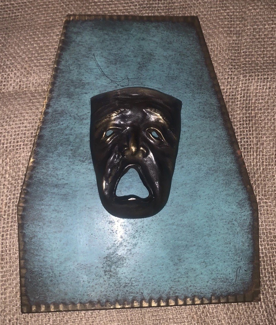 VTG Mouth Of Truth Face Brass Mask Sculpture (3.25×4.5) 7.75”W 9.75”T Tragedy