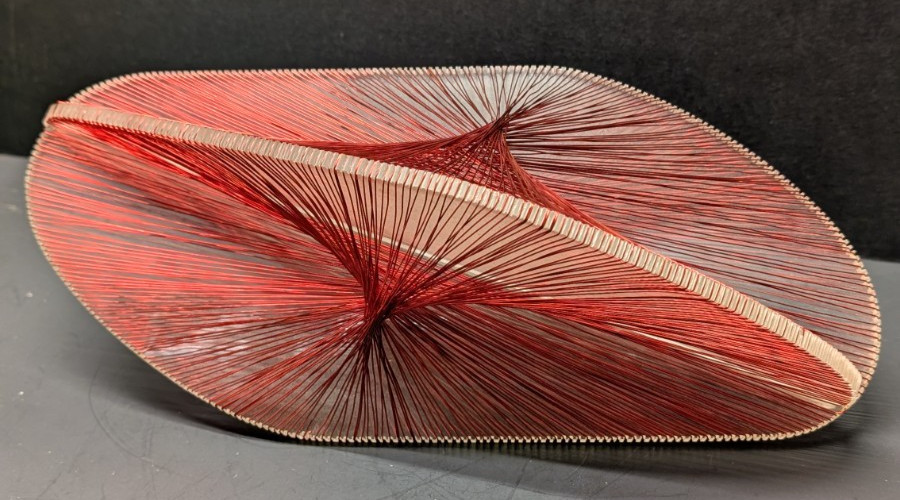 Rare MCM Art Sculpture Attributed to Ronald Fox Lucite & Copper Wire 14&Prime;L x 6&Prime;W