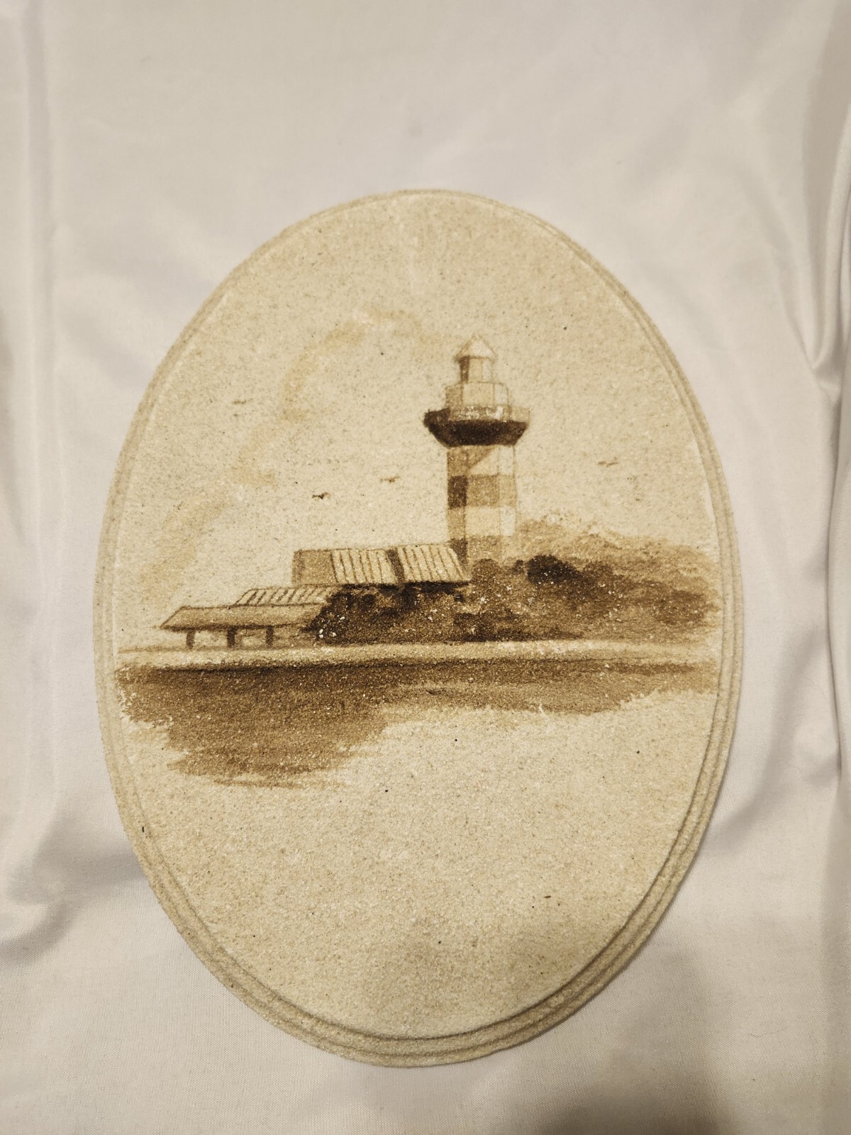 Island Sand Sculpture Plaster Cast Wall Art~Lighthouse~11 3/4&Prime; x 8 5/8&Prime;~Heavy
