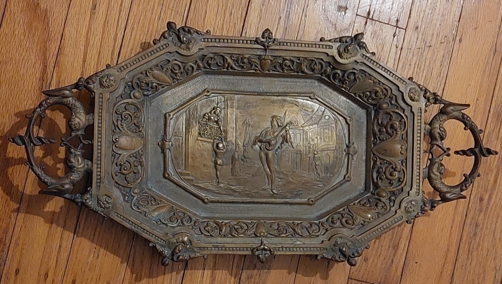 MARCEL DEBUT RARE TRAY (1865-1933) FRENCH BRONZE BARBEDIENNE SERENADE HALLMARK