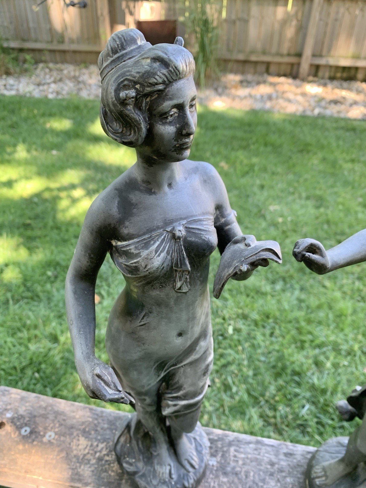 Antique French Spelter Statue Set Pair Poesie Musique M Bouval Art Nouveau