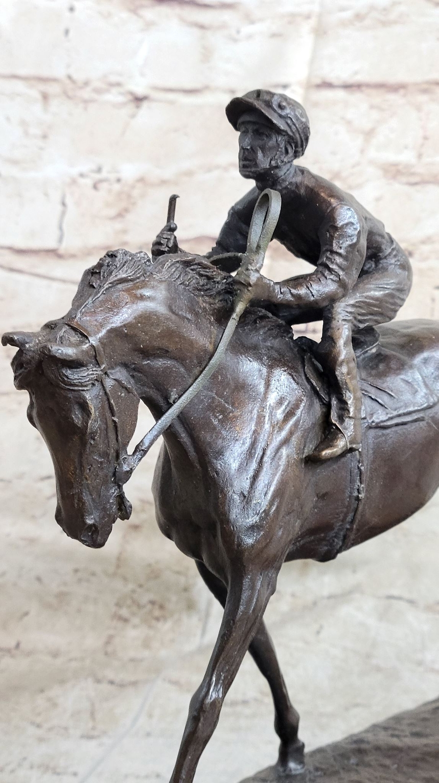 Horse Race Jockey Equestrian Kentucky Derby Bronze Metal Sculpture Statue Decor
