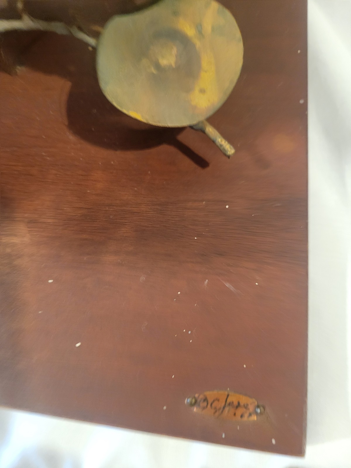 Vintage Curtis JERE Table SCULPTURE Lotus Blossoms Flowers Brass Wood 30x9x19&Prime;