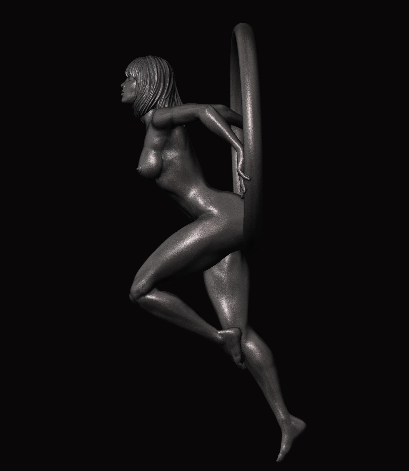 Nude Female Figure Quality Bronze Pendant/ Style 1, By Artist: