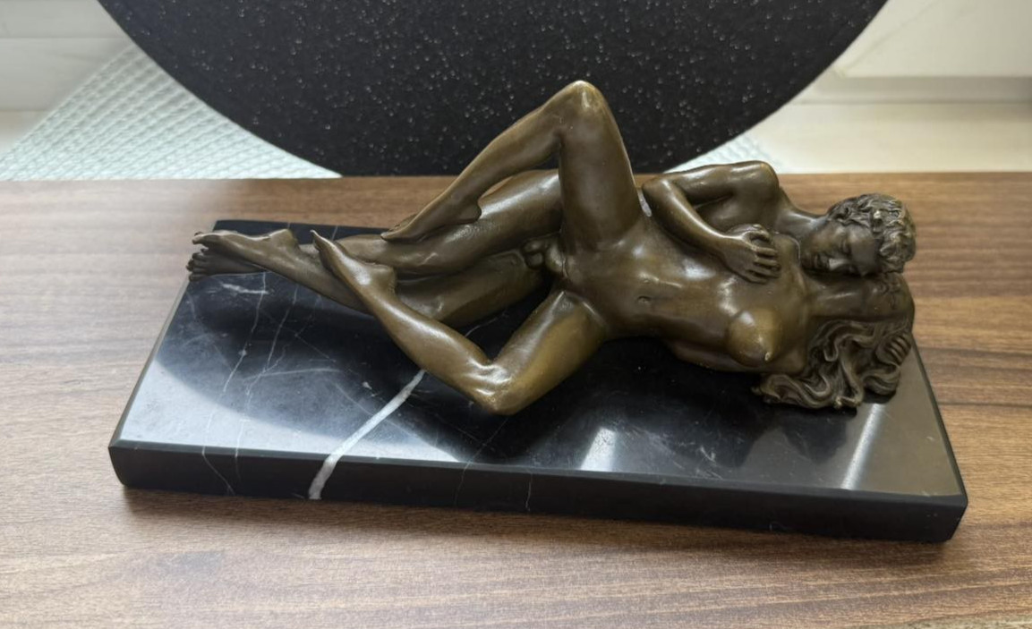 Bronze Sculpture Statue Woman Marble Deco J.Patoue Rare Decor Art Man Lady