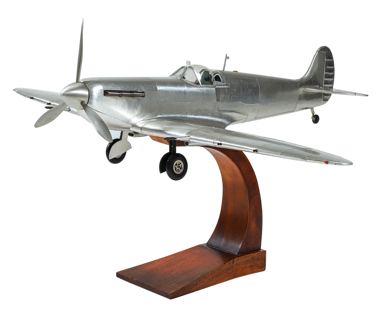 RAF Supermarine Spitfire Aluminum Airplane Model 24&Prime; Wooden Stand Aircraft Decor